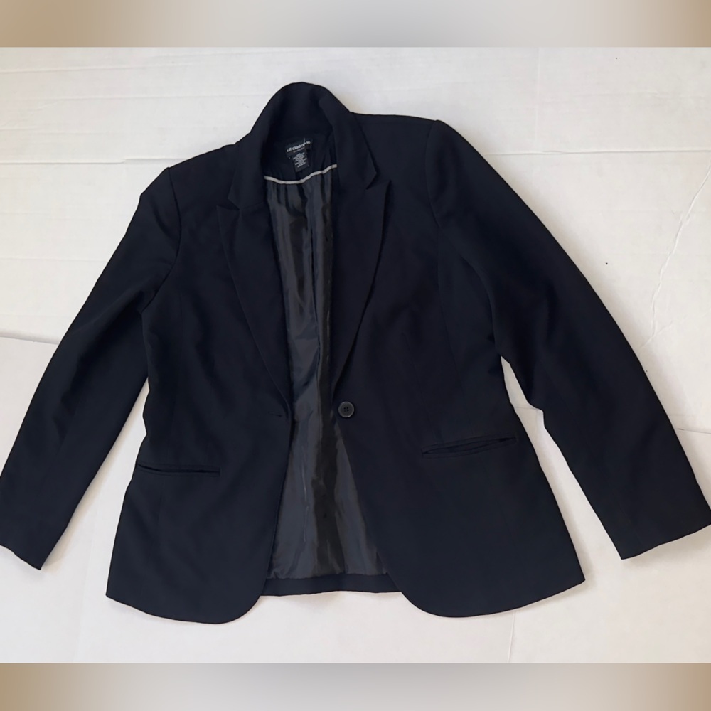 Black Liz Claiborne one button blazer office wear blazer - Picture 2 of 4